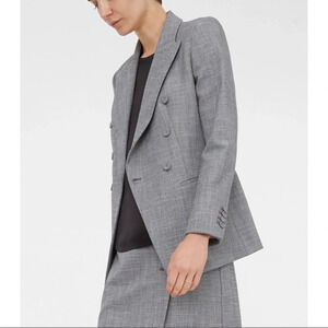 CLUB MONACO Double Breasted Blazer Jacket Gray Aditha Power Tailored, Size 12